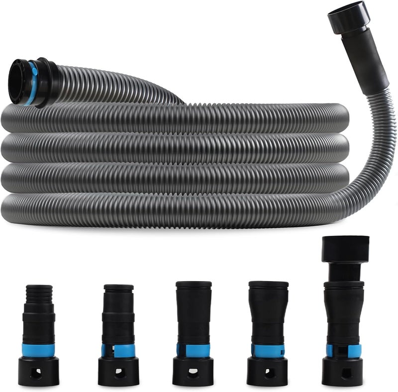 CONGKAILU Upgraded 1 1/4 Inch x 17 Ft. Dust Collection Hose for Home and Workshop Vacuums with 5 Fittings/Adapters for Multiple Brands of Power Tools and Sanders - Image 1